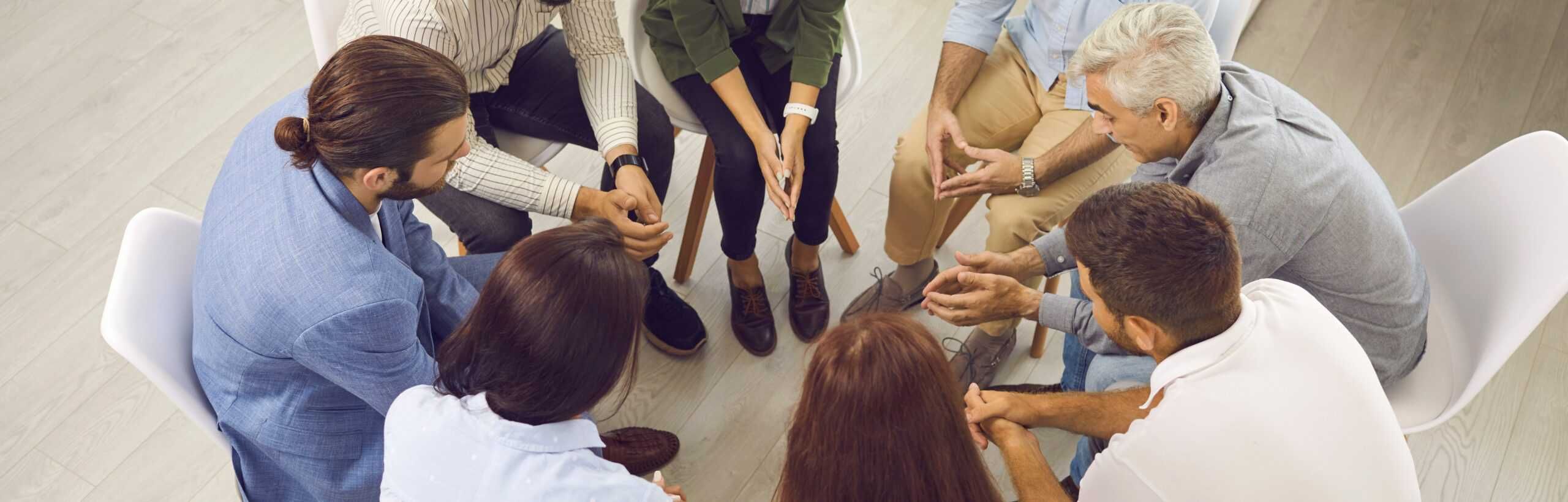 People who have decided that they would benefit from rehab, enjoying a group treatment session.