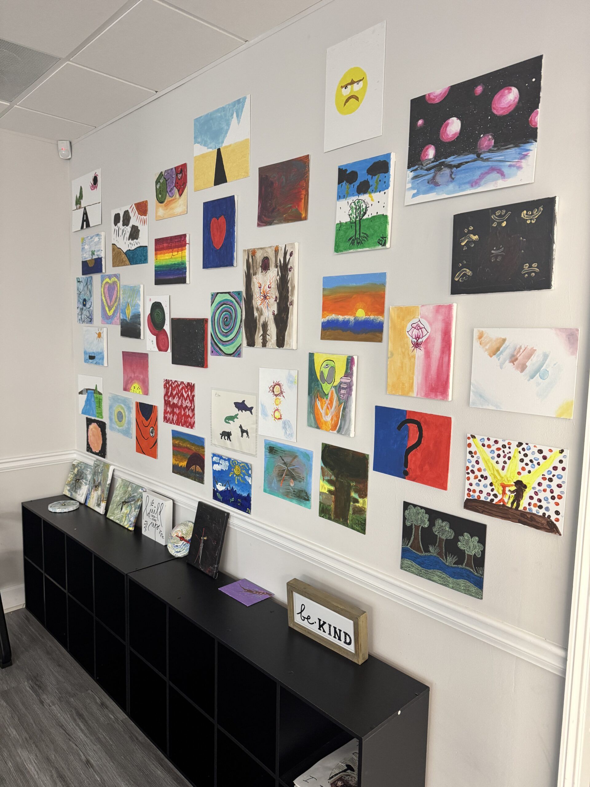 Client artwork on the wall at Empowered Recovery Center in Atlanta