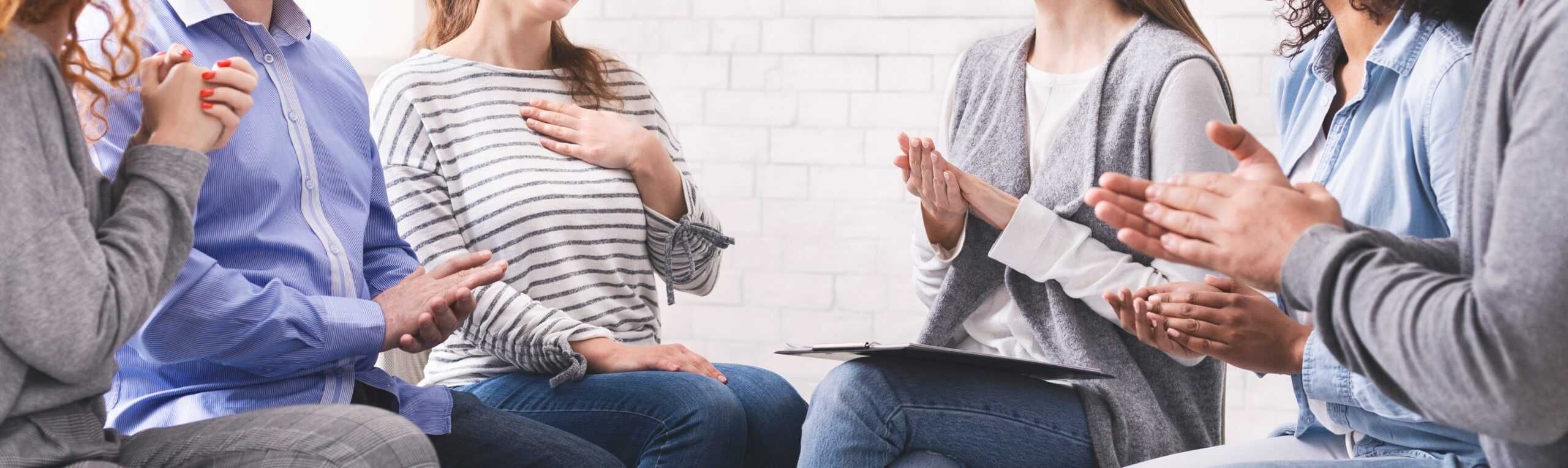 group therapy session for participants with addiction and mental health disorders