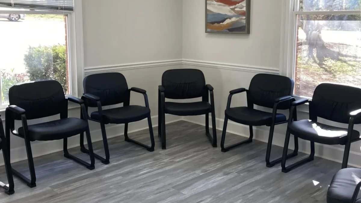 Therapy room at Empowered Recovery Center, where patients often discuss group topics for addiction. 